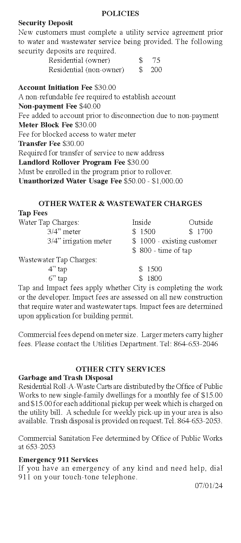 2024-25 Utility Rates - Click to Download 2024-25 Utility Rates - Click to Download